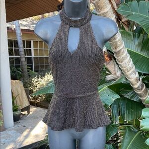 Lily black gold sparkle top with peplum